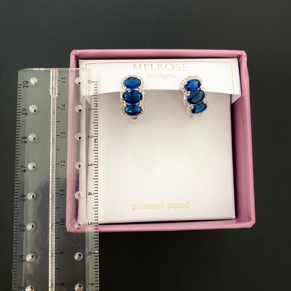 NWOT MELROSE Platinum Plated Blue Earrings - Picture 7 of 9